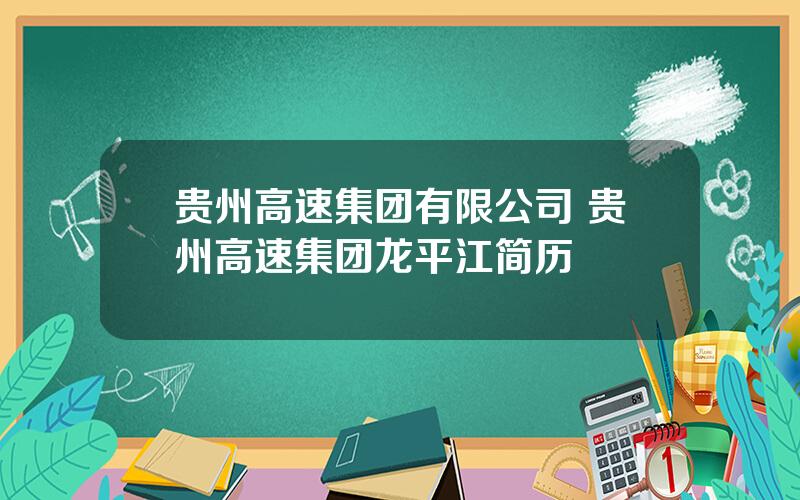 贵州高速集团有限公司 贵州高速集团龙平江简历